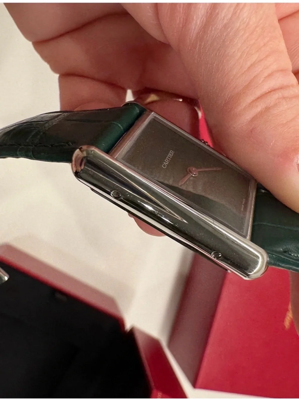 Cartier Tank Louis Watch w/ Green Dial and Strap